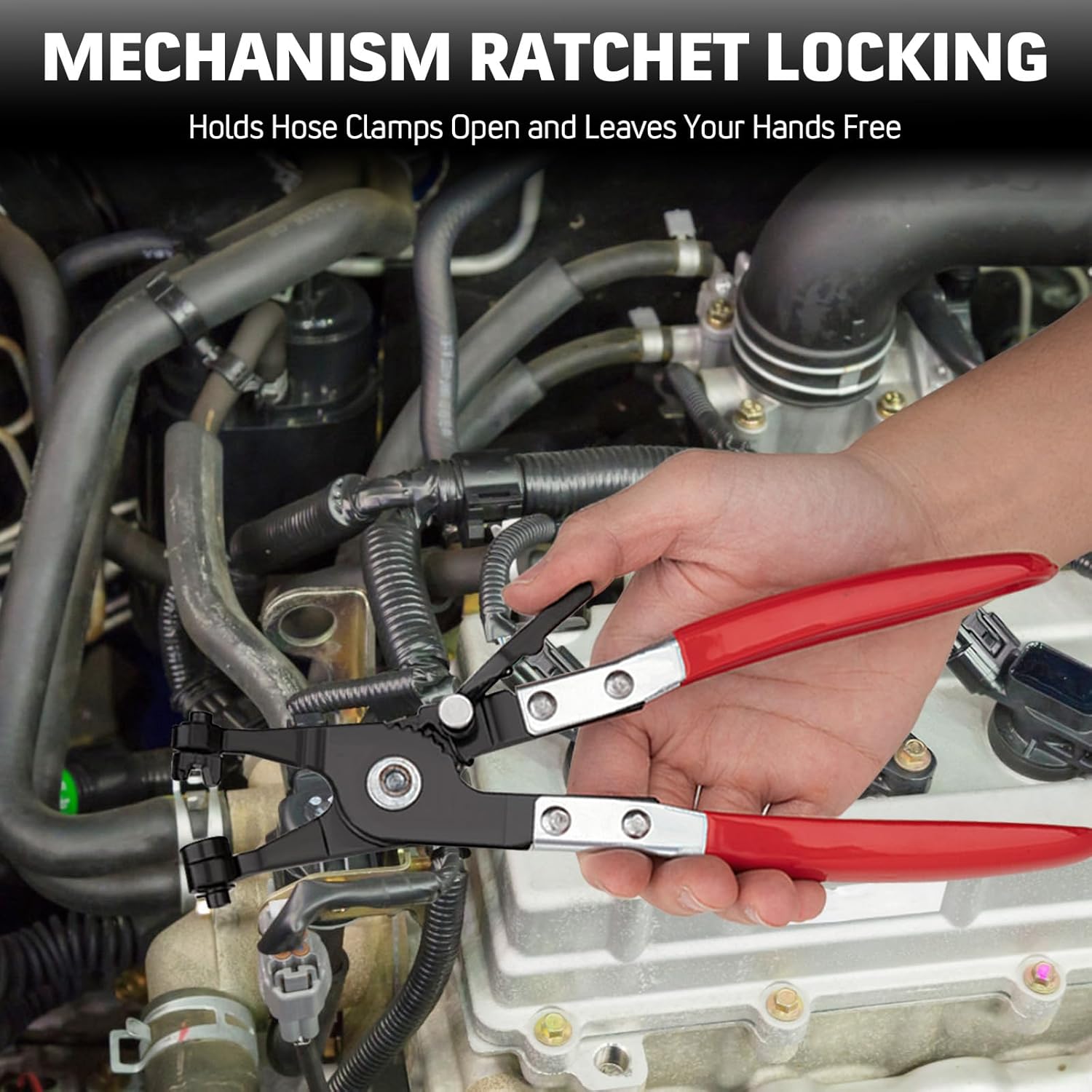 9PCS Hose Clamp Pliers Set Hose Clamp Removal Tool for Automotive Coolant Radiator Heater with Flexible Wire Long Reach Hose Clamp and Flat Band Pliers