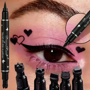 5Pcs Various shape Liquid Eyeliner Pencil Cosmetic 2 In 1 Double Headed Heart Shaped Design Seal Pens Non Smudge Waterproof Quick Dry Long Lasting Eyeshadow Makeup