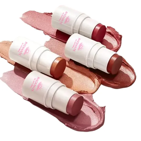 Radianté Glow - 3-in-1 Multi-Use Color Stick Vegan Creamy Formula for Eyes Lips Cheeks Compact Twist-Up Tube Dewy Hydrating Nourishing Pigment Cosmetic Candy Rose - Makeup