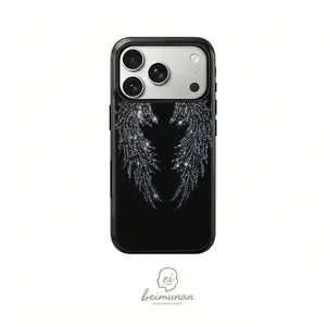 Angel Wings Rhinestone Phone Case， Heavy Duty Shockproof 2in1 Protective Cover for iPhone 17 16 15 14 13 12 11Pro Max Series Holiday Gift Minimalist Fashion Shell