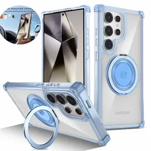 Luxury For Magsafe Bracket Case For Samsung Galaxy S26 Ultra S 26 Plus 5G GalaxyS26 Magnetic Ring Stand Holder Clear Cover