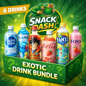 SnackDash Exotic International Drink Bundle 6 Assorted Mixed Flavors from Asia Europe Bottled Beverages for Taste Testing Content Gifting