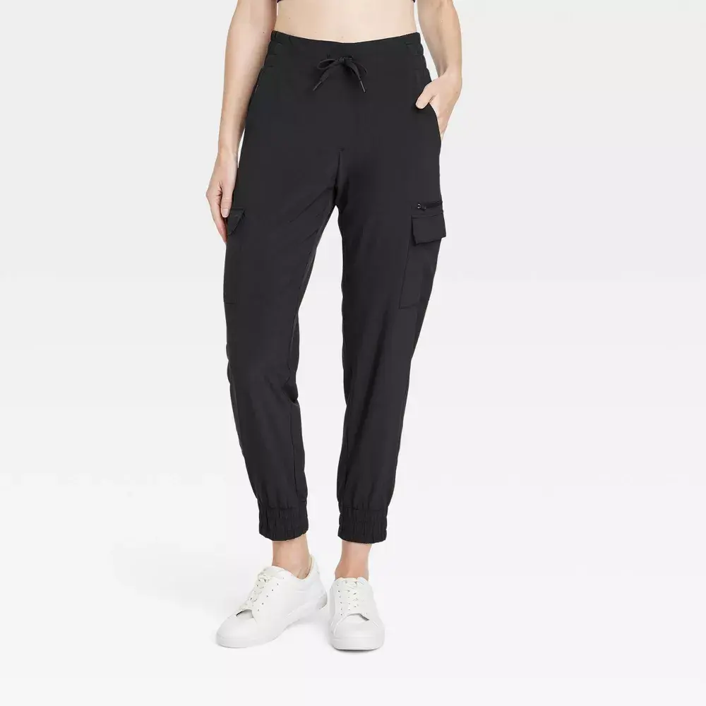 Women's Active Light Mid-Rise Cargo Joggers - All In Motion Black XS