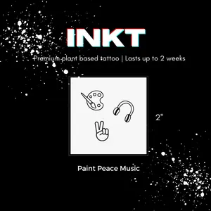 Paint Peace Music Tattoo | 2 Week Temporary Tattoo | Plant Based Vegan Tattoo | Painting Tattoo | Music Tattoo | Festival Tattoo | Matching Tattoo | Gift Idea | Temporary Tattoo | Peace Sign Tattoo | Creative Tattoo