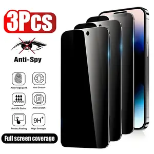 3-Pack Matte Privacy Screen Protector for iPhone 17/16/15/14 Pro Max , iPhone 13/12/11, Anti-Spy Tempered Glass, Scratch-Resistant, Easy Installation