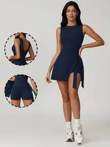 Women's Tank Romper Dress, Sports Set, Yoga Dress, Fitness Commuter Wear, Workout Athletic Dresses, Tennis Dress Sleeveless, High Elasticity, Comfortable, Skin-Friendly, All-Season