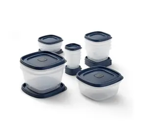 26-Piece BPA-Free Food Storage Set Durable Plastic Containers with Blue Vented Lids Microwave & Dishwasher Safe for Meal Prep Leftovers Fridge Kitchen Organization
