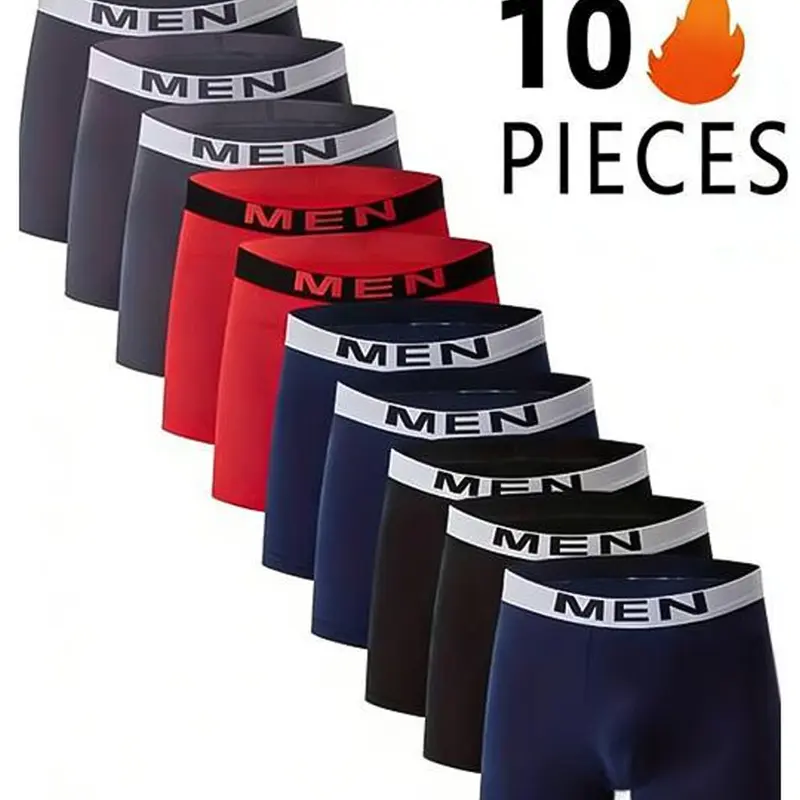 VRYXAL Male 10-Piece Value Pack Boxer Briefs, Soft Breathable Comfy Underwear, All-Season Activewear for Daily Wear, Athletic Sports Use