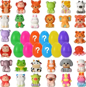 Easter 2026 Gift 24 Pack Prefilled Easter Eggs with Animal Slow Squishy Toys, Easter Egg Slow Rising Squishy Fidget Toys Stress Relief for Kids Boys Girls Easter Egg Fillers, Easter Basket Stuffers Party Favor