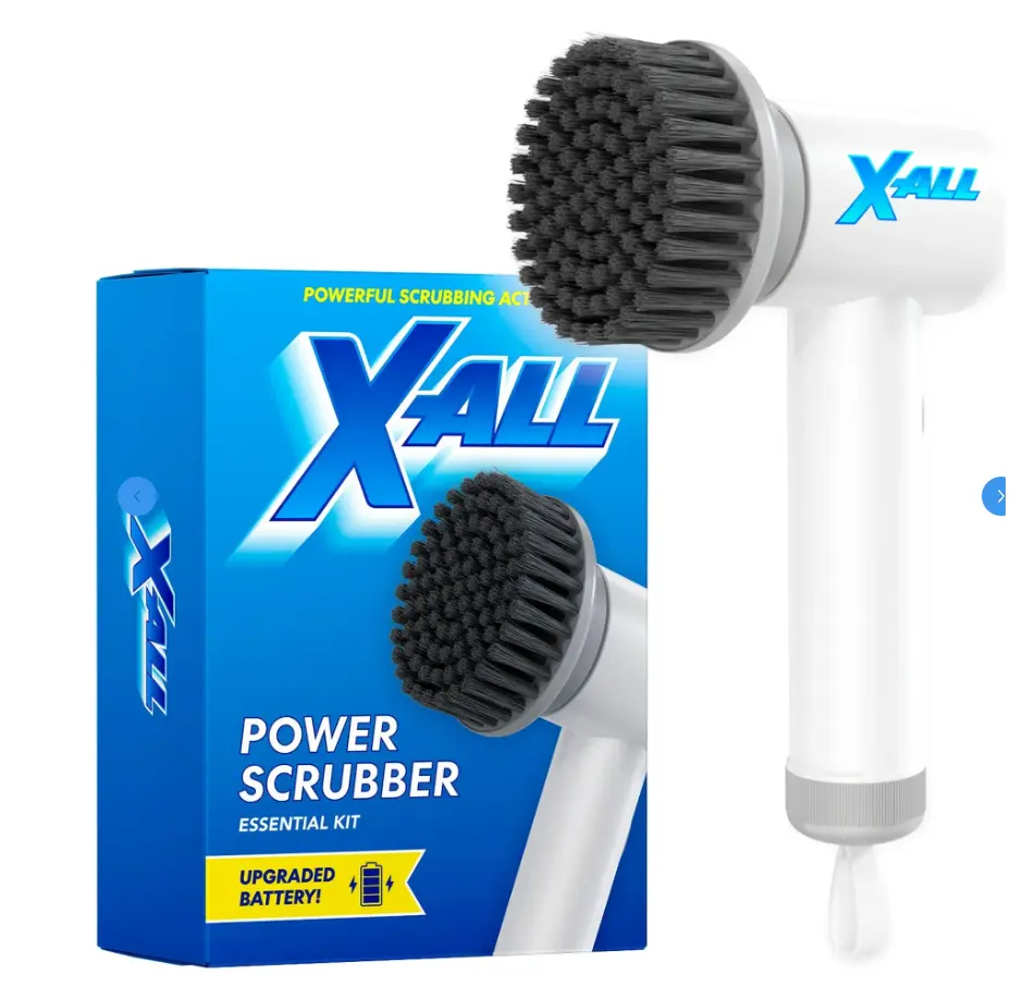X-ALL Power Scrubber Essential Kit with Upgraded Battery Powerful Scrubbing Action Cleaning Tool
