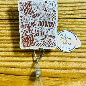 Howdy Cowgirl Stay Wild Badge Reel