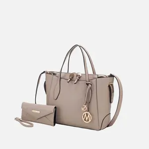 MKF Collection Bruna Vegan Leather Women’s Tote Bag with Wallet by Mia K- Taupe
