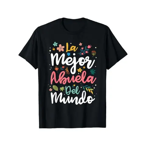 Men's Cotton Graphic Streetwear Tshirt - Casual, Light, Breathable, Shortsleeve, Round Neck Menswear Shirt with Hispanic Grandma & Animal Design for Mother's Day Gifting