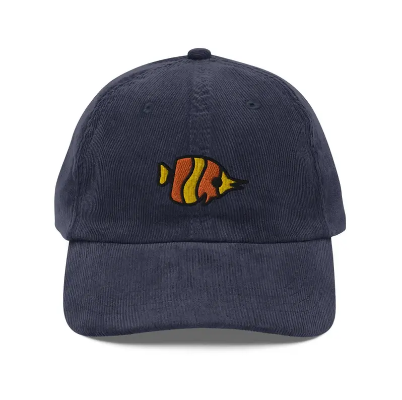 Simplified Stylized Fish Embroidery on Casual Dad Hat – Minimalist Style