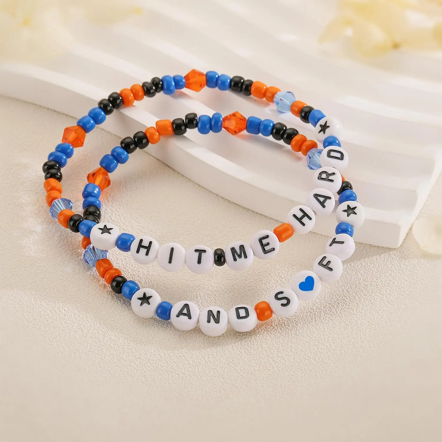 Concert Merch Tour Bracelets - Album Theme, Adjustable Rope, Polymer Beads, Flexible Size Stacking Pair Costume Jewelry for Women Men, Unisex Wear, Anniversary, Birthday, Casual, Copper Accents, Female