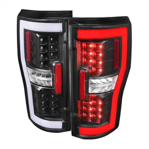 2017-2019 Ford F-250/F-350/F-450/F-550 White LED Bar Tail Lights (Matte Black Housing/Clear Lens)