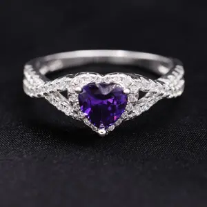 Purple Heart Infinity CZ Diamond Ring - 925 Silver