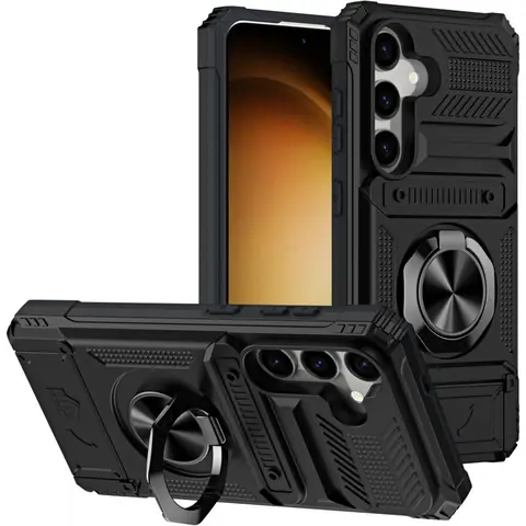 Samsung Galaxy S25/S24/S23 Ultra Plus FE, Phone Case for Samsung Galaxy A56/A55/A36/A35/A26/A17/A16/A15/A14 5G, Military Grade TPU+PC [Built-in Magnetic Kickstand] with Card Holder Dual-Layer Design Heavy Duty Shockproof Protection, Rubber, Accessories