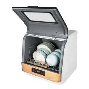 Portable Countertop Dishwasher with Touch Control 4 to 6 Place Settings Gold White Small Dish Washer for Apartments RVs Dorms Fast Standard Strong Wash Modes Heating Drying Quiet Energy Efficient