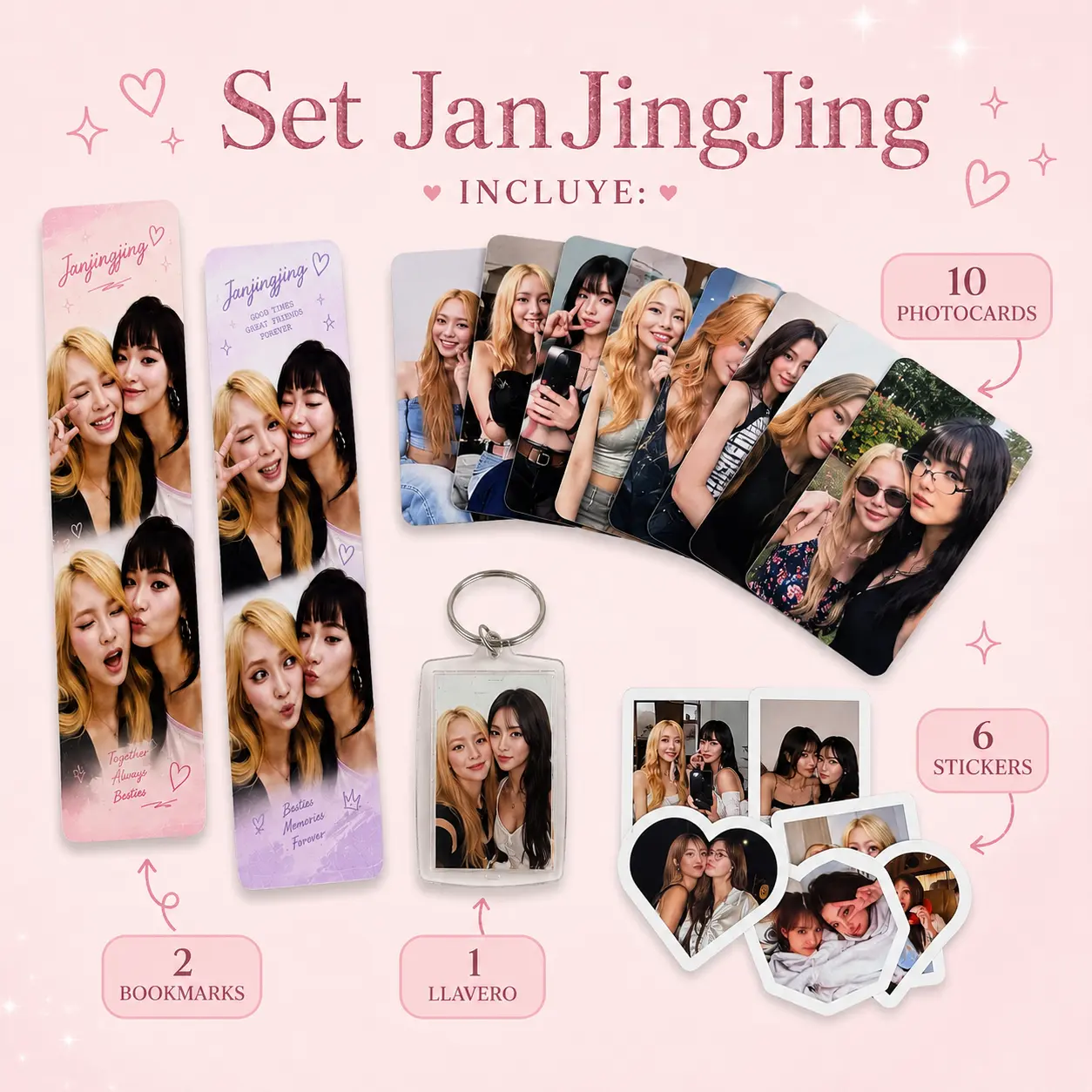 JanJingJing Set Arte GL Bundle - Includes Photocards, Bookmarks, Stickers, and Keychain