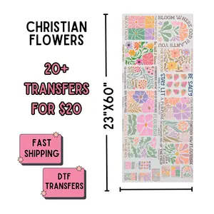 Christian Flowers | Dollar Deals DTF Transfer Gang Sheet For Graphic Tees