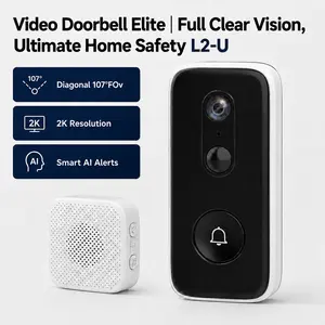 JOOAN 2K doorbell surveillance camera with two-way audio, infrared night vision, 107° wide angle & intelligent human detection — weatherproof & cloud storage for mobile monitoring outdoorfun