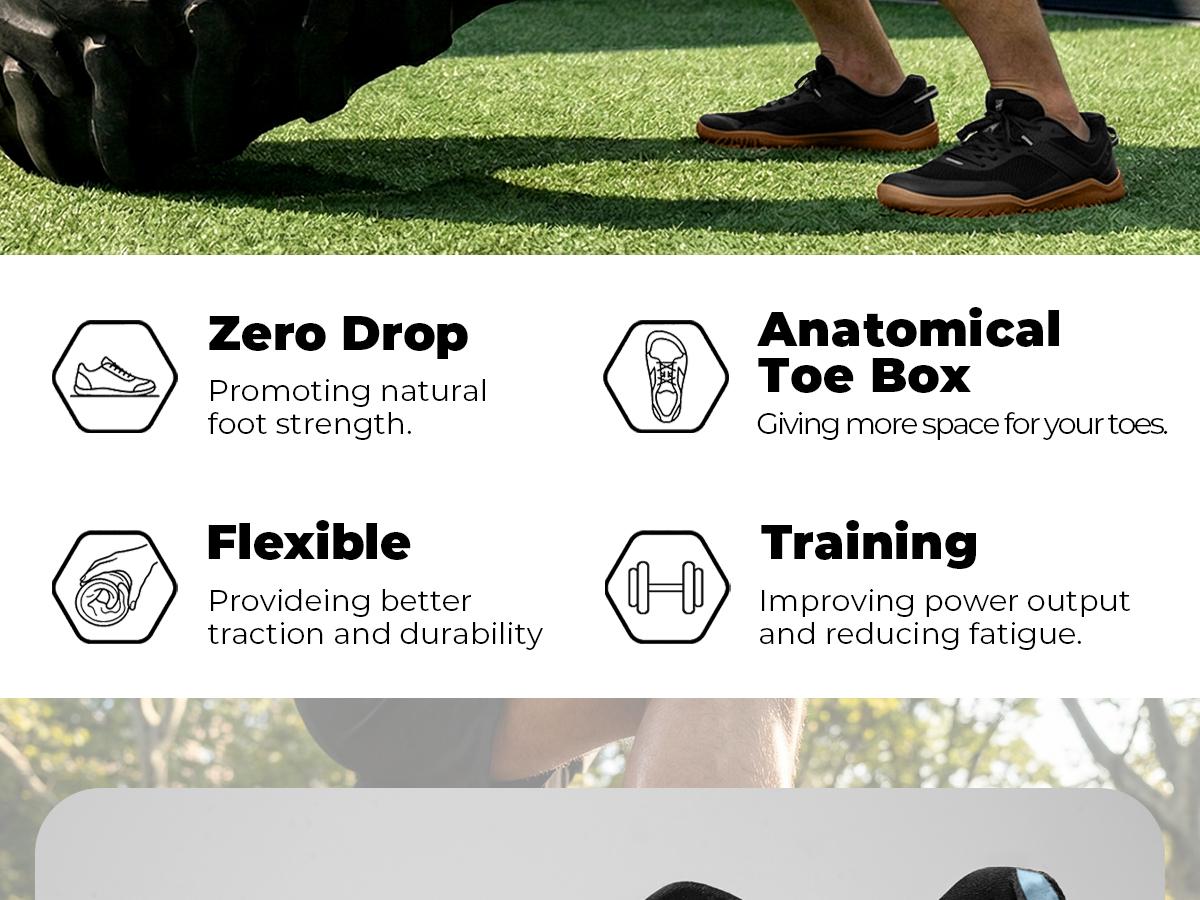 AIRHAS Men’s Zero-Drop Barefoot Trail Running Shoes with Anatomical Toe Cap — Gym & Cross-Training Sneakers