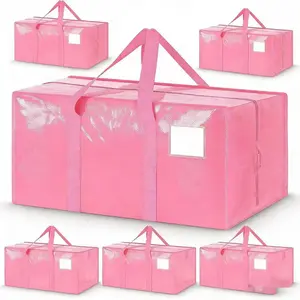 Heavy-Duty Transparent Folding Storage Bags, 6-Pack - Clear Storage Bags with Lids, Ideal for Moving, Camping, Dorm Rooms, and Home Organization