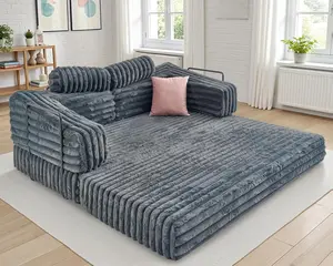 AMERLIFE Foldable Sofa Bed, Convertible Floor Sofa with Plush Faux Fur, No Assembly Mattress Couch for Living Room, Apartment, Bedroom