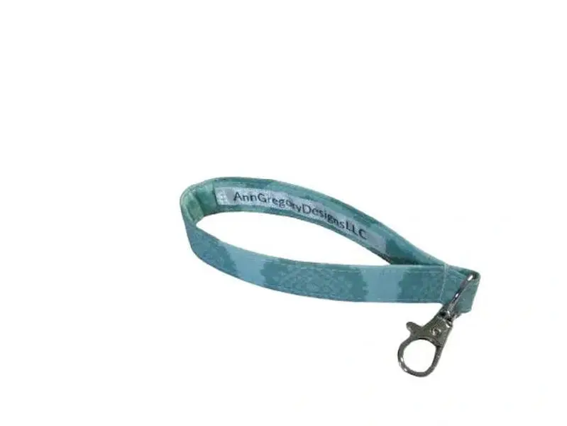 Key Fob Wristlet - Teal - Floral - Handmade