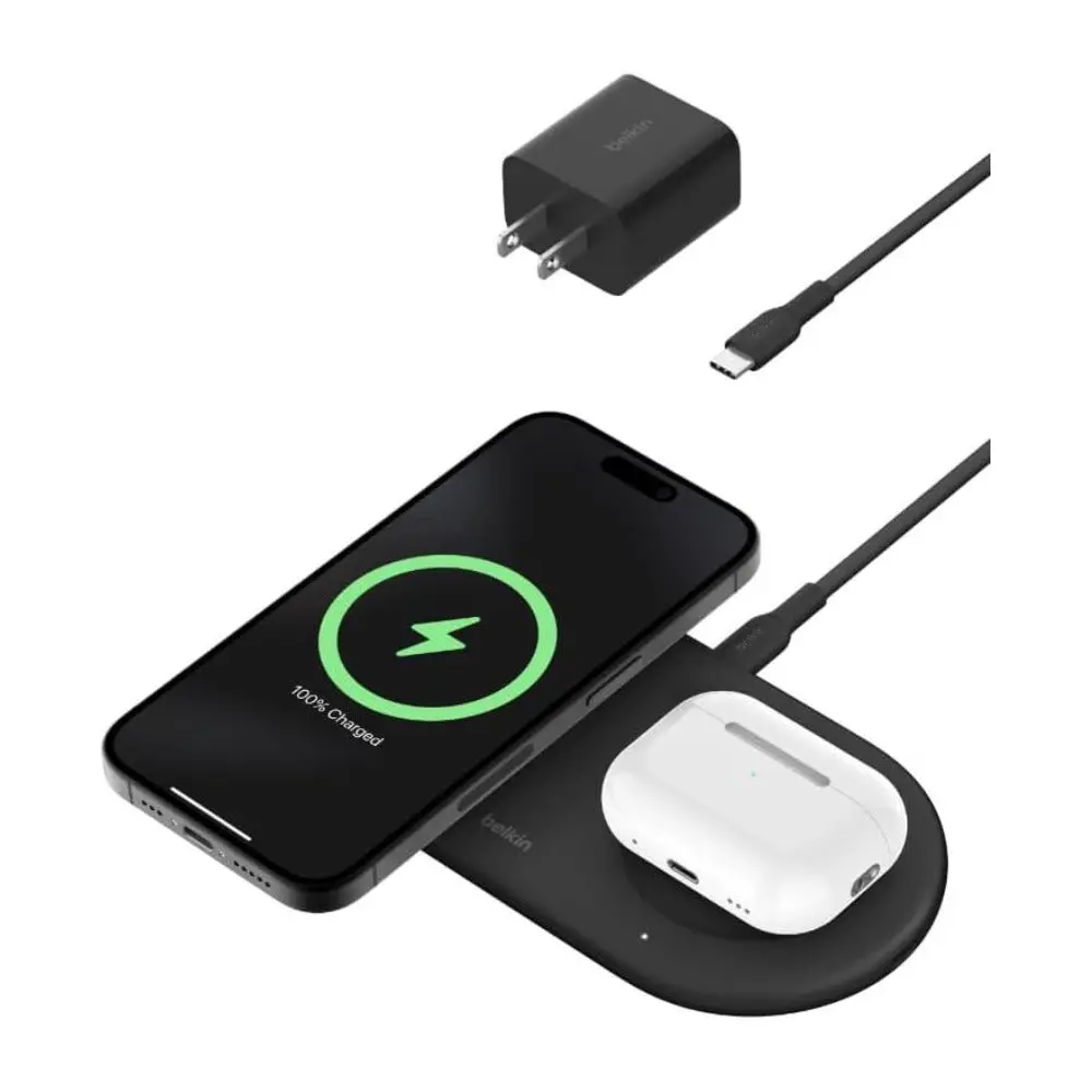 Belkin BoostCharge Pro 2-in-1 Magnetic Wireless Charging Pad with Qi2 (Black)