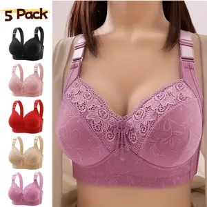 5-Pack/3-Pack Women's Luxurious Contrast Lace Enhanced Push Up Bra Ultra Adjustable Strap Cloud Like Soft All Day Breathable Year Round Wearable Underwear Ideal Daily Comfy Lingerie Perfect Fit Skin Friendly Versatile Bralette -RR