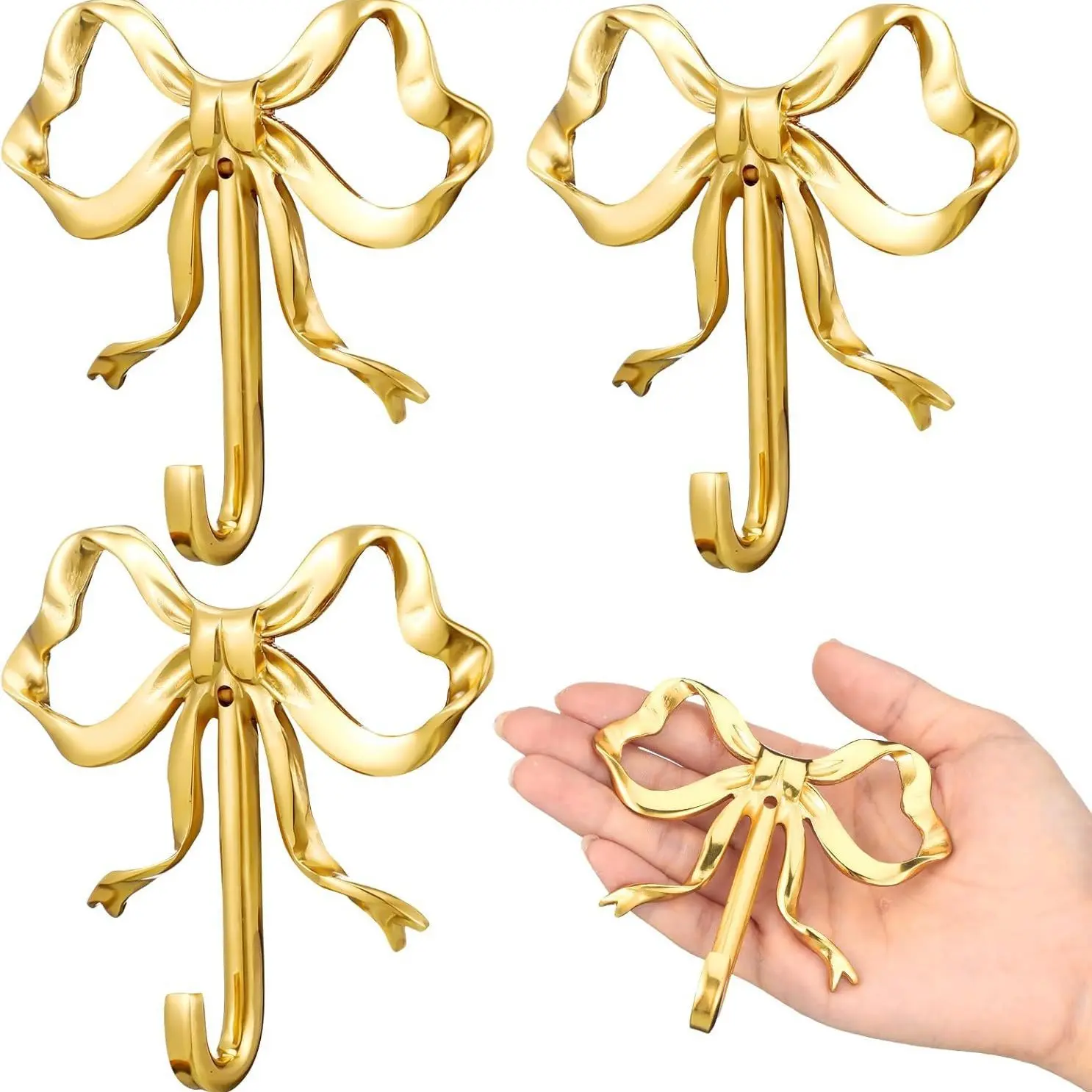 Bow Knot Wall Mounted Hook - Decorative Wall Hook, Metal Alloy Craft, Light Luxury & Vintage Style, Durable Holder for Wardrobe/Coats/Towels, Suitable for Bedroom, Kitchen & Home Decor, Wall Mount Hooks