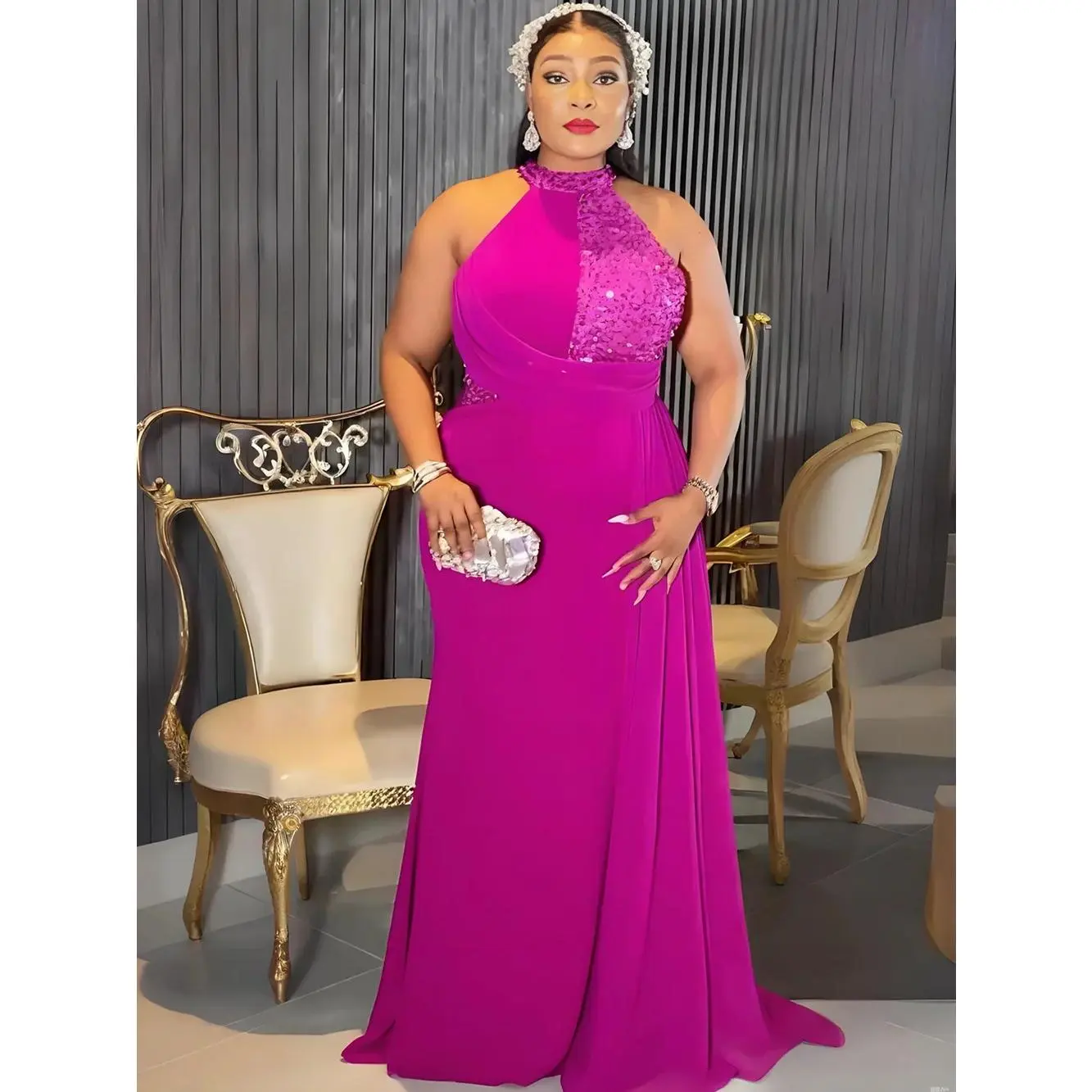 Women's Curvy Plus Size Sleeveless African Dashiki Sequin Maxi Dress - 2025  New Formal Wear, African Prom Dress for Wedding Evening, Elegant Muslim  Party Attire with Summer Vibes - TikTok Shop