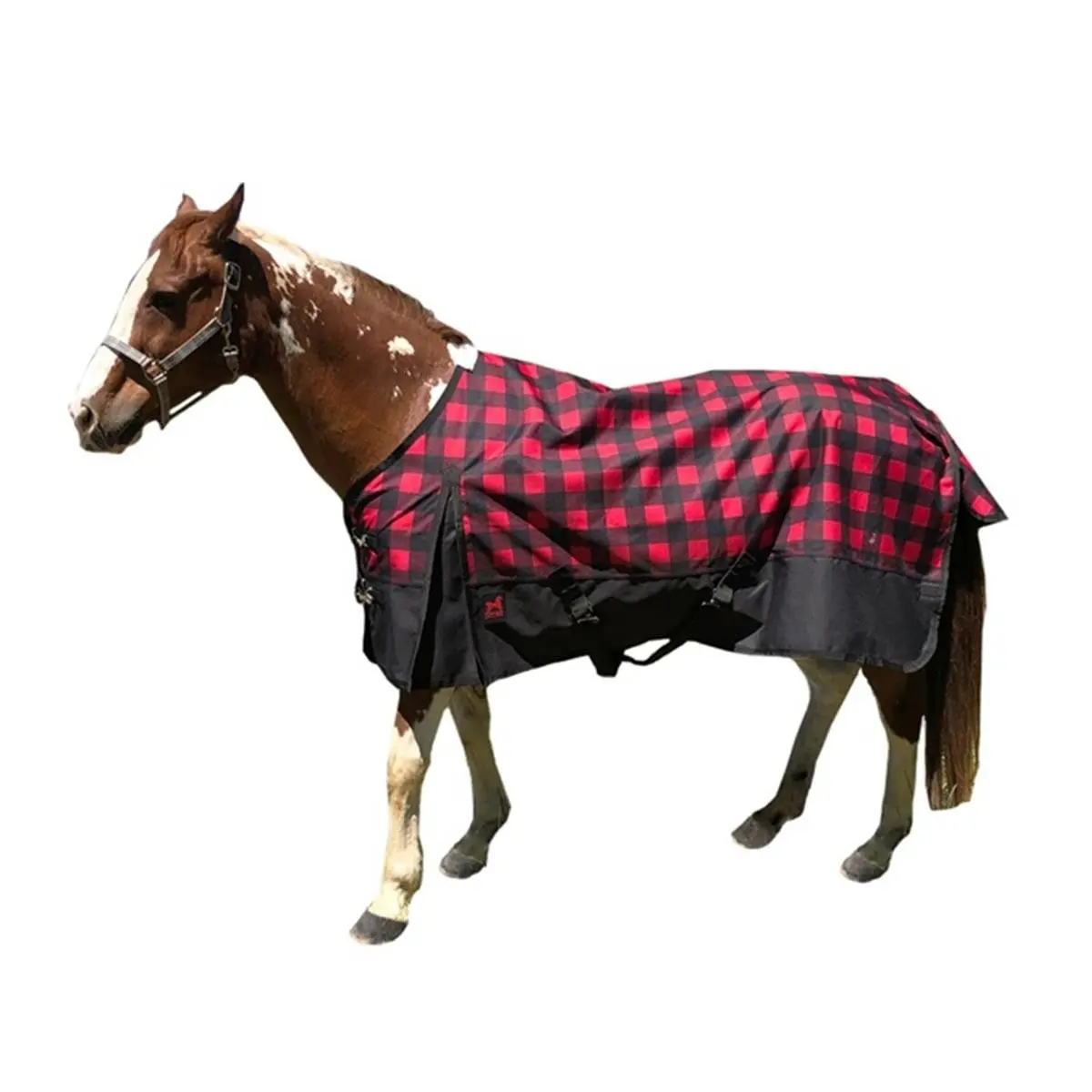 Jacks Kratos Heavyweight Horse Turnout Blanket, 1200D Polyester Red Plaid Winter Coat, Waterproof & Breathable with Cushioned Fleece, Adjustable, 350g Fill, 82 Inch, Durable