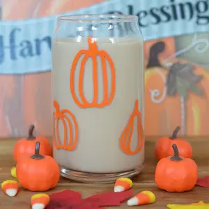 Orange Pumpkin Glass Cup 16 oz