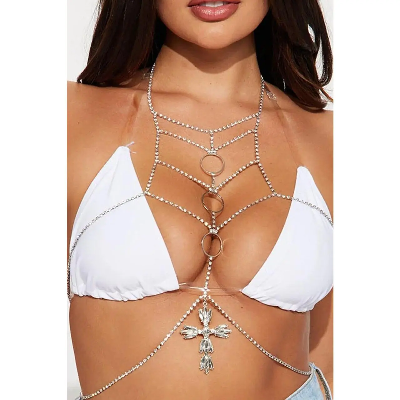 Multi Strap Chain Harness with Cross