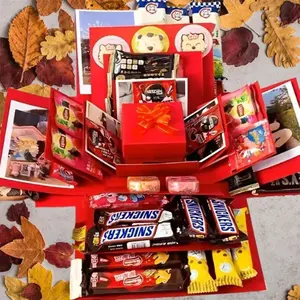 DIY Surprise Explosion Five-Layer Gift Box, Snack Boxes, Contains Cash, Heart, Snacks, Perfect for Weddings, Birthdays, Valentine's Day, Color Options Available