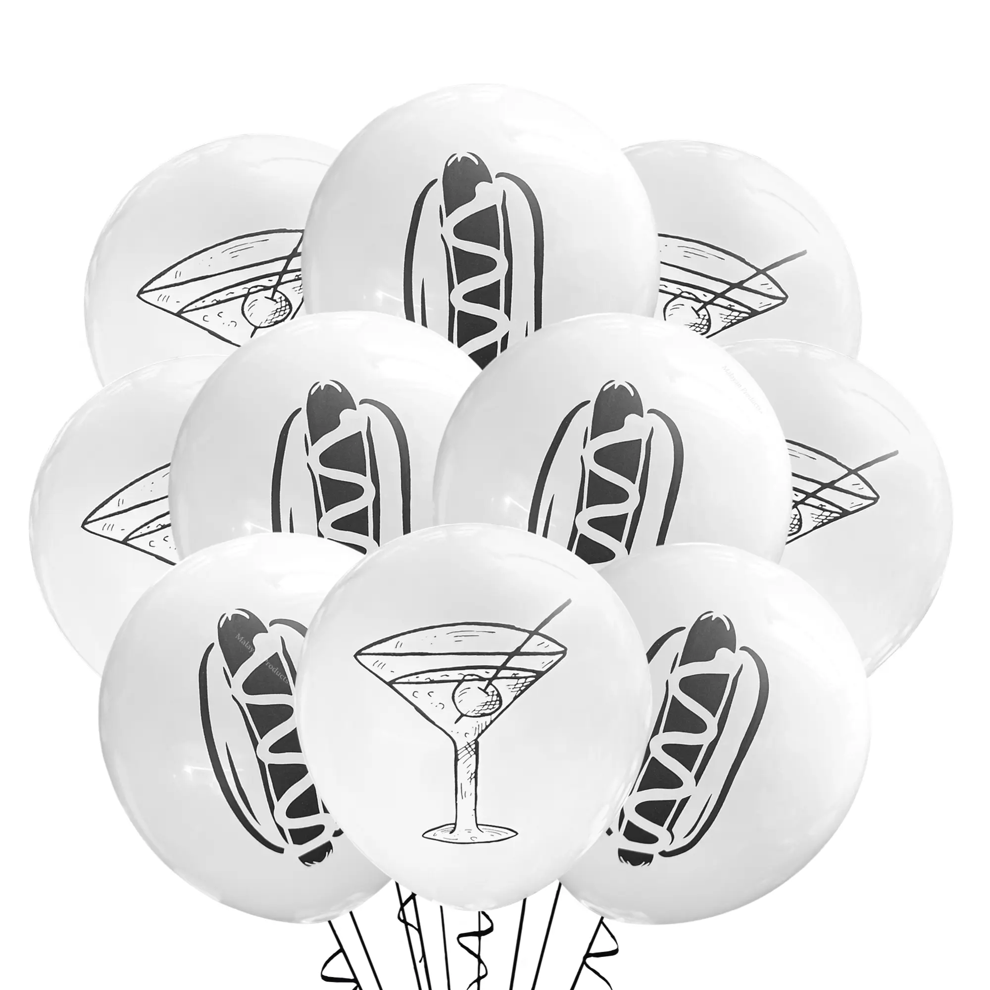 Malayan Products Martini Weenie Balloons Latex 12ct Cocktail Party Event Decorations 12in Standard Size Ideal for Birthdays and Bridal Theme