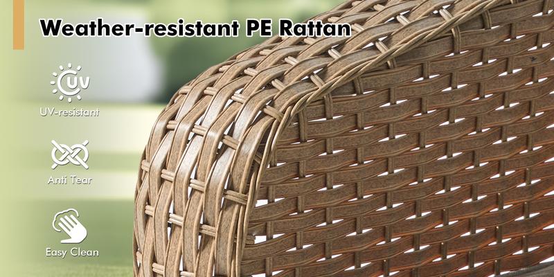 Weaxty 3Pc Set Outdoor Swivel Chairs with Side Table Sectional Rattan Sofa for Poolside Backyard Patio Furniture Elegant Design Comfortable Swivel Chairs & Stylish Side Table