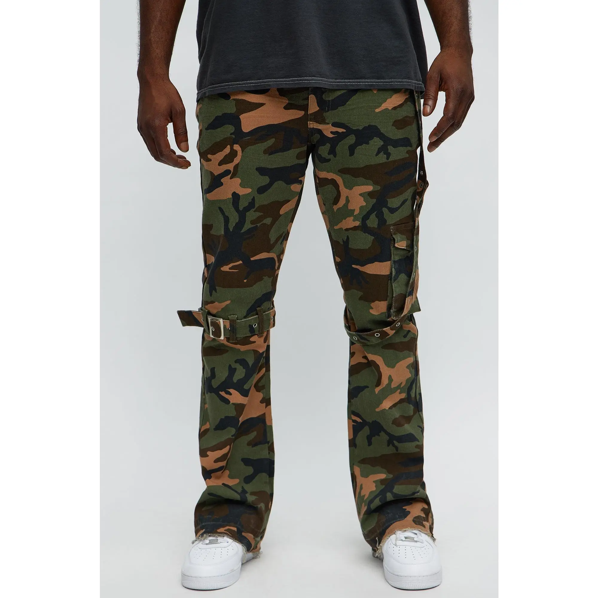 Strap Me Up Stacked Skinny Flare Jeans - Camouflage