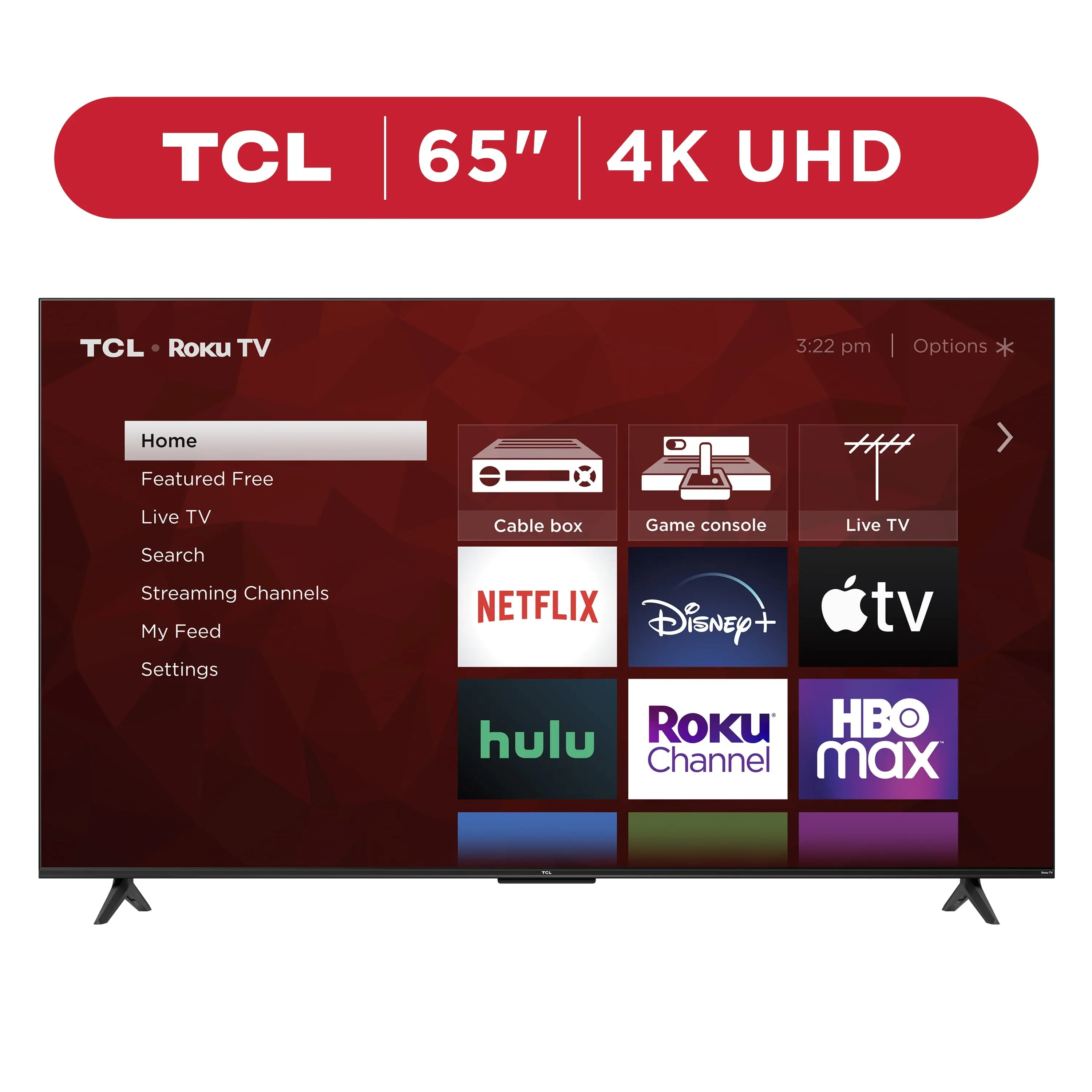 TCL 65 Inch Class S4 4K UHD HDR LED Smart Roku TV