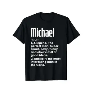 MenS Cotton Michael Name Definition Funny Meaning  T-Shirt