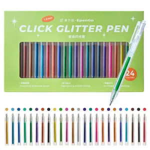 EpenGo Click Glitter Gel Pen Set, 24 Colors 1.0mm Tip for Adult Coloring Books, Journaling, Art Projects & Planner Decor(Retractable Glitter Pen - 24 Colors)