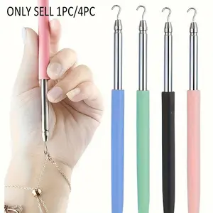 4pcs Set Stainless Steel Jewelry Bracelet Hook Tool, Quick Wear & Remove Accessory, Wrist Fixed Helper Stick for Necklaces