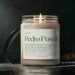 Pedro Pascal Candle, Pedro Pascal Merch, Pedro Pascal Fan Gift, Funny Girlfriend Candle, Coconut Apricot Wax, 4oz, 9oz