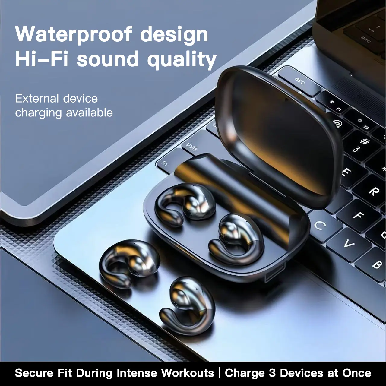 JIBEILA s19 WATER PROOF HIFI Sound Quality Music Fashionable Earbuds  Wireless Gaming Headphones Earphone forSports Gaming, Headphone Wireless Earbuds, Open Ear Earphone