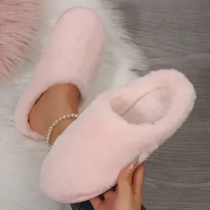 Ladies' Slippers Soft Fluffy Furry Slippers Warm Plush Bedroom Slippers Multi - color Casual Home Slippers