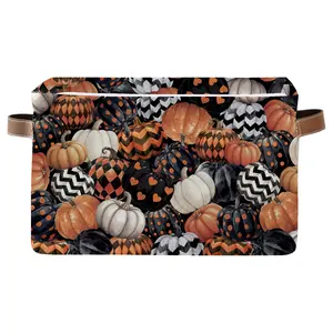 Halloween Pumpkin Theme Basket, Storage Basket, EVA Material, 14L x 10W x 8H Inches, Foldable Storage Box, Suitable for Home Storage, Home Office Decoration