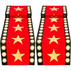 2 count 13 x 72 Inch Movie Night Table Runner with   Design - Red Carpet Decoration for Birthday Party Supplies(red)
